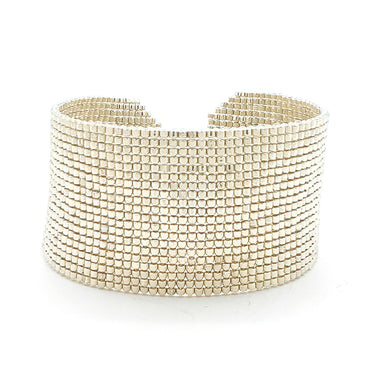 Brazalete Telar Plata Grueso Metálico Plateado